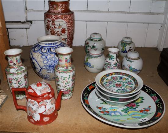 Kutani vase, pair Canton vases & Oriental wares